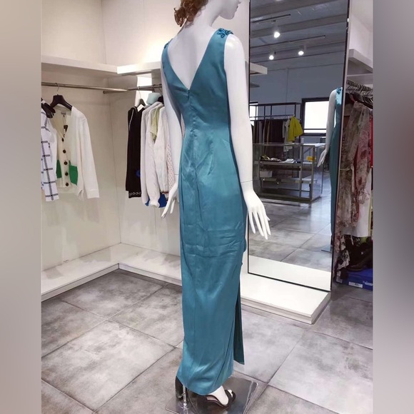 US 2 MARCHESA NOTTE Embellished ruffled satin-crepe gown NWT - Picture 9 of 12